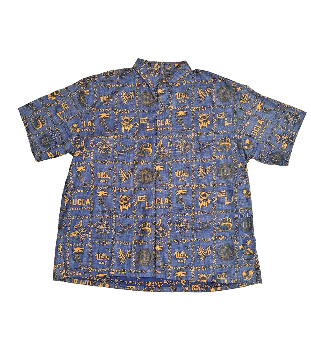 Ke Nui UCLA Aloha Shirt 2XL Bruins Blue Gold Cotton Vintage 1996 Collectors Ed.